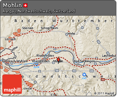 Shaded Relief Map of Möhlin