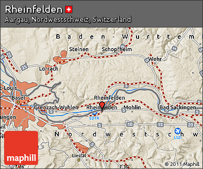 Shaded Relief Map of Rheinfelden