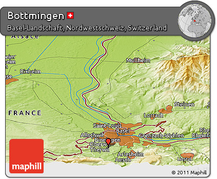 Physical Panoramic Map of Bottmingen