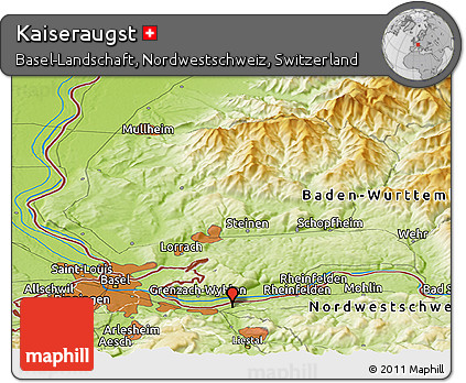 Physical Panoramic Map of Kaiseraugst