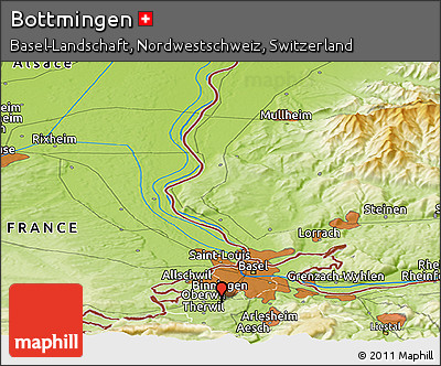 Physical Panoramic Map of Bottmingen
