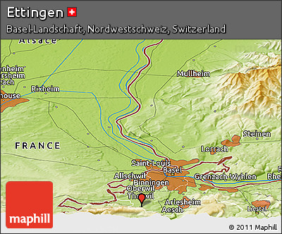 Physical Panoramic Map of Ettingen