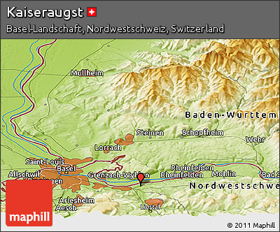 Physical Panoramic Map of Kaiseraugst