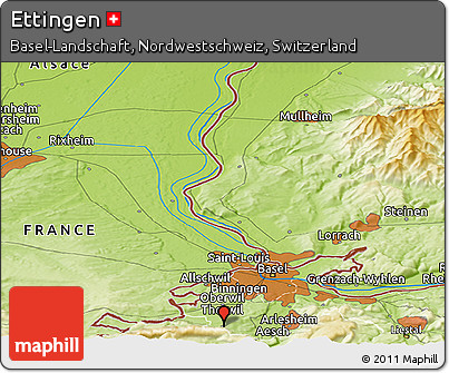 Physical Panoramic Map of Ettingen