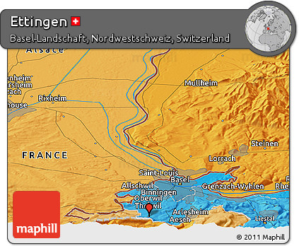 Political Panoramic Map of Ettingen