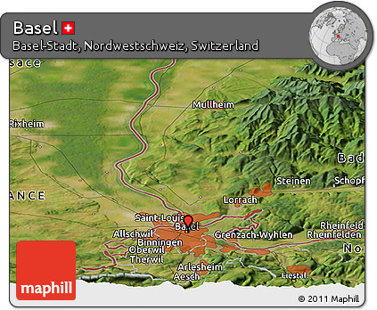 Satellite Panoramic Map of Basel
