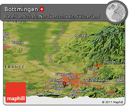 Satellite Panoramic Map of Bottmingen