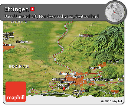 Satellite Panoramic Map of Ettingen