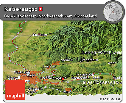 Satellite Panoramic Map of Kaiseraugst