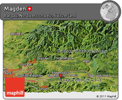 Satellite Panoramic Map of Magden