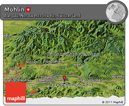 Satellite Panoramic Map of Möhlin