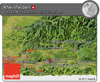 Satellite Panoramic Map of Rheinfelden