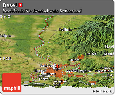 Satellite Panoramic Map of Basel