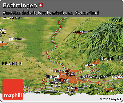 Satellite Panoramic Map of Bottmingen