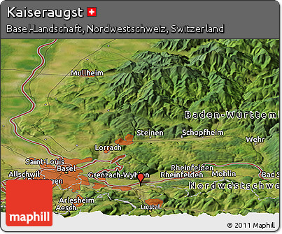 Satellite Panoramic Map of Kaiseraugst
