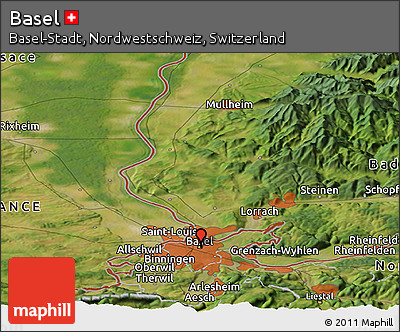 Satellite Panoramic Map of Basel