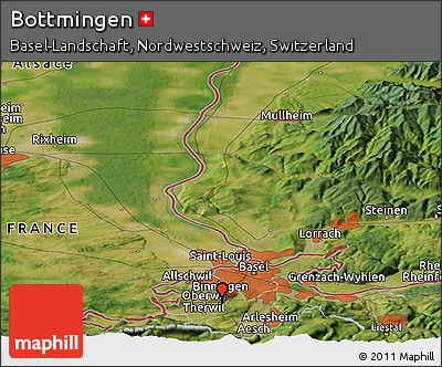 Satellite Panoramic Map of Bottmingen