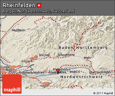 Shaded Relief Panoramic Map of Rheinfelden