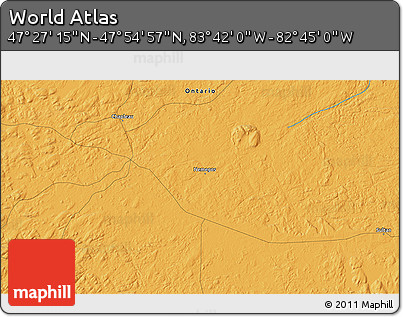 Political 3D Map of the Area around 47° 41' 6" N, 83° 13' 29" W