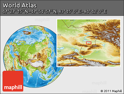 Physical Location Map of the Area around 47° 41' 6" N, 84° 13' 29" E