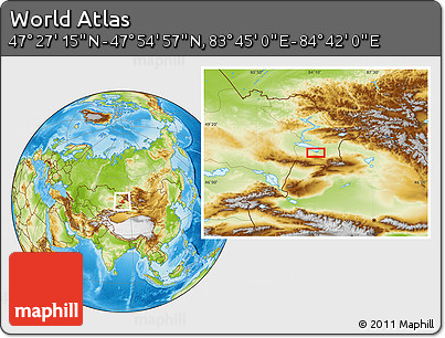 Physical Location Map of the Area around 47° 41' 6" N, 84° 13' 29" E