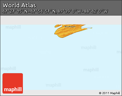 Political 3D Map of the Area around 47° 41' 6" N, 89° 10' 30" W