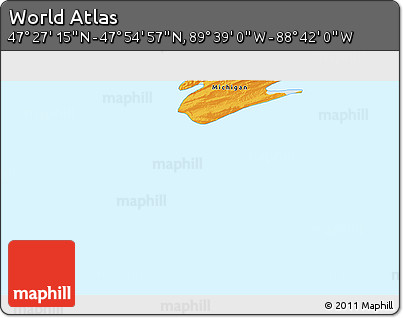 Political 3D Map of the Area around 47° 41' 6" N, 89° 10' 30" W