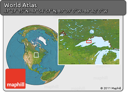 Satellite Location Map of the Area around 47° 41' 6" N, 89° 10' 30" W