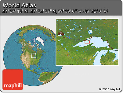 Satellite Location Map of the Area around 47° 41' 6" N, 89° 10' 30" W