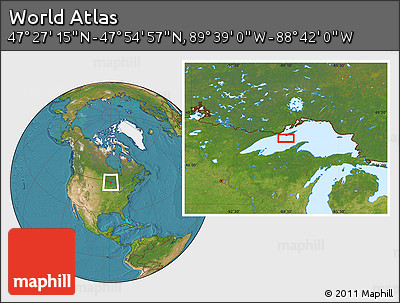 Satellite Location Map of the Area around 47° 41' 6" N, 89° 10' 30" W