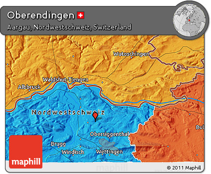 Political 3D Map of Oberendingen