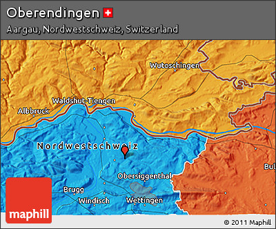 Political 3D Map of Oberendingen