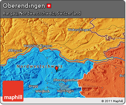Political 3D Map of Oberendingen