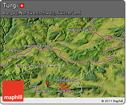 Satellite 3D Map of Turgi