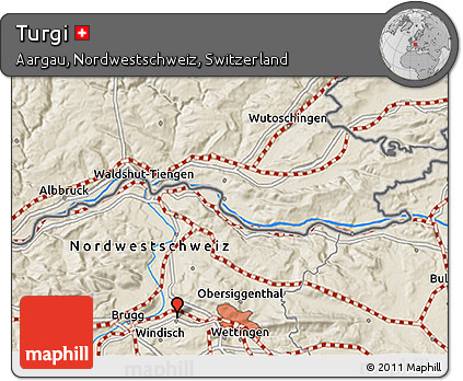 Shaded Relief 3D Map of Turgi