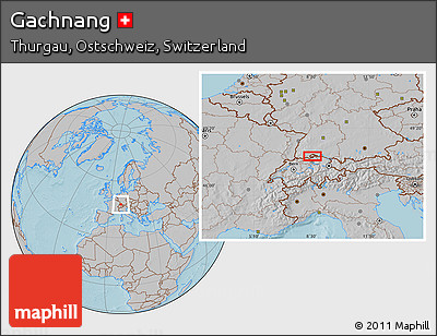 Gray Location Map of Gachnang, hill shading