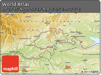 Physical Map of the Area around 47° 41' 6" N, 8° 34' 29" E