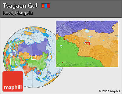 Political Location Map of Tsagaan Gol