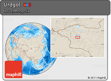 Shaded Relief Location Map of Urdgol