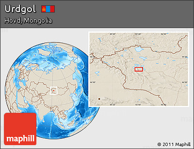 Shaded Relief Location Map of Urdgol