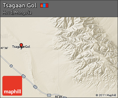 Shaded Relief Map of Tsagaan Gol