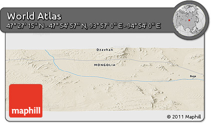 Shaded Relief Panoramic Map of the Area around 47° 41' 6" N, 94° 25' 30" E