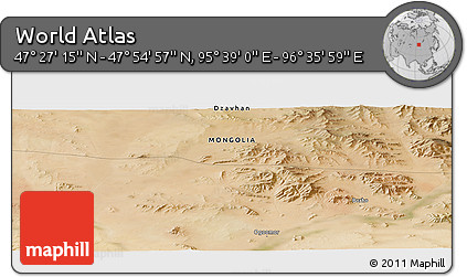 Satellite Panoramic Map of the Area around 47° 41' 6" N, 96° 7' 30" E