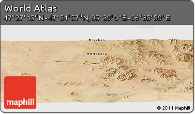 Satellite Panoramic Map of the Area around 47° 41' 6" N, 96° 7' 30" E
