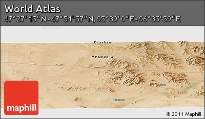Satellite Panoramic Map of the Area around 47° 41' 6" N, 96° 7' 30" E