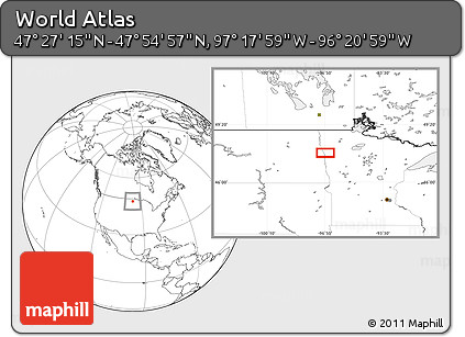 Blank Location Map of the Area around 47° 41' 6" N, 96° 49' 29" W