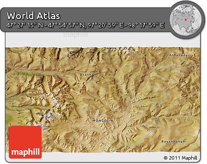 Satellite 3D Map of the Area around 47° 41' 6" N, 97° 49' 29" E