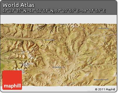 Satellite 3D Map of the Area around 47° 41' 6" N, 97° 49' 29" E