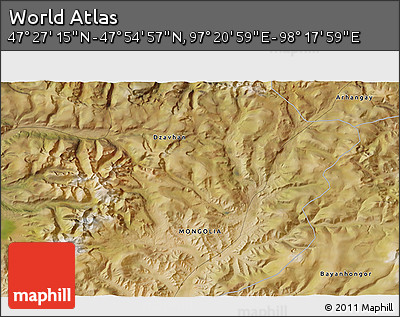 Satellite 3D Map of the Area around 47° 41' 6" N, 97° 49' 29" E