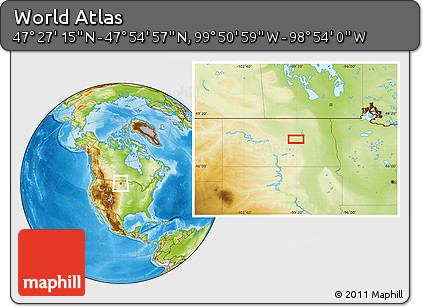 Physical Location Map of the Area around 47° 41' 6" N, 99° 22' 30" W